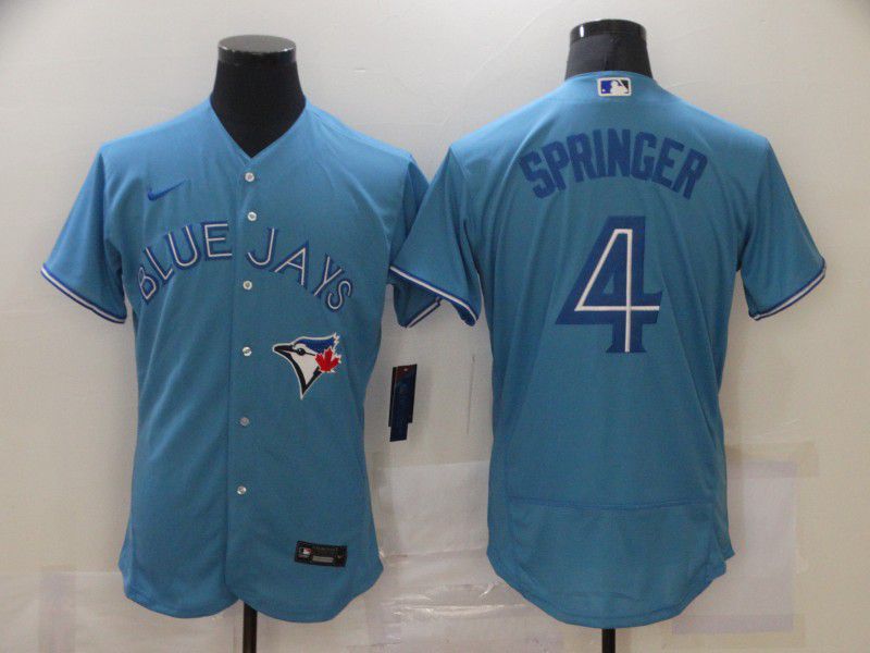 Men Toronto Blue Jays #4 Springer Blue Elite 2021 Nike MLB Jersey